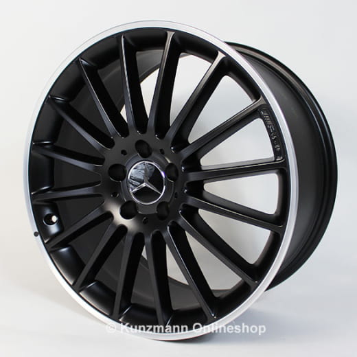 Set di cerchi AMG 19 pollici nero con bordo argento CLA W117 Styling V / 5 della CLA45 AMG | A17640105027X36-CLA