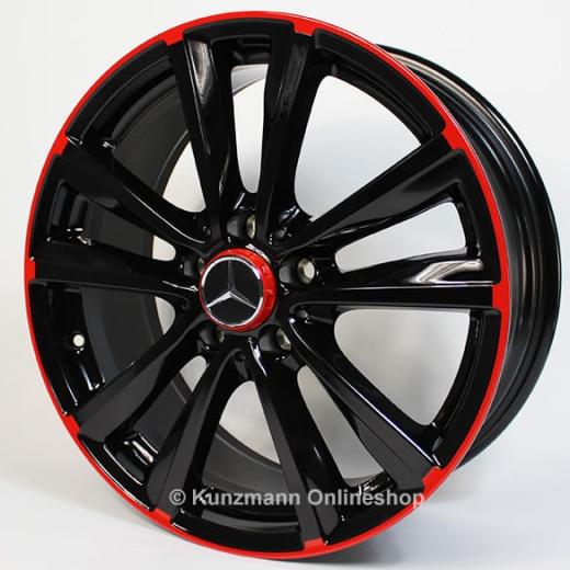 Set di cerchi da 18 pollici | 5 doppie razze | bordo cerchio rosso | Classe A W176 | Original Mercedes-Benz | A24640106009Y23-A