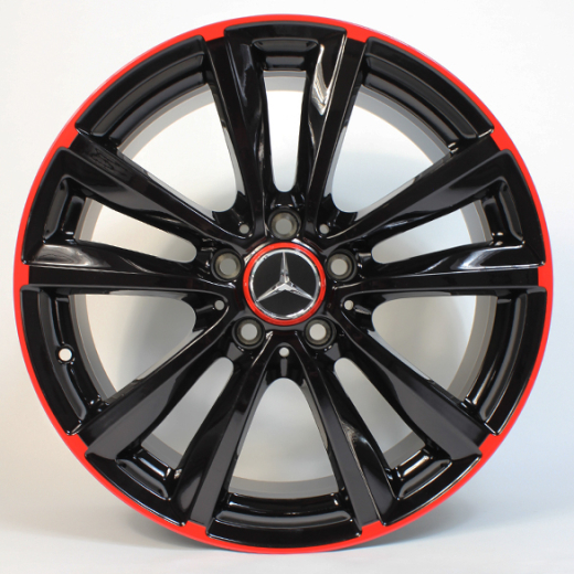 Set di cerchi da 18 pollici | 5 doppie razze | bordo cerchio rosso | Classe A W176 | Original Mercedes-Benz | A24640106009Y23-A