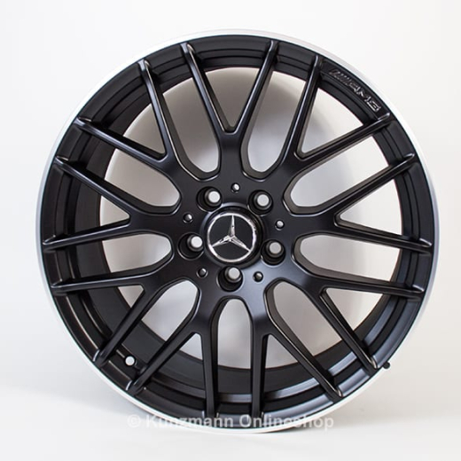 Set cerchi AMG 19 pollici Classe A W176 design a raggi incrociati A45 AMG tornito lucido nero opaco | A17640109007X71-A