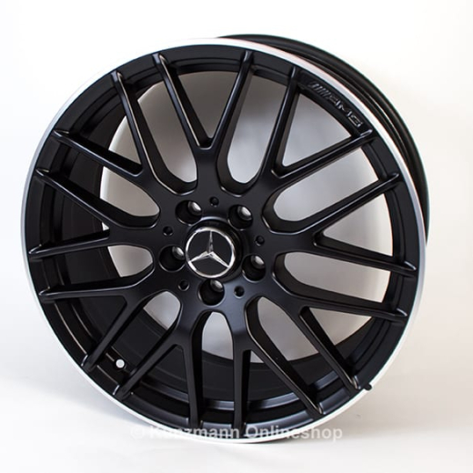 Set cerchi AMG 19 pollici Classe A W176 design a raggi incrociati A45 AMG tornito lucido nero opaco | A17640109007X71-A