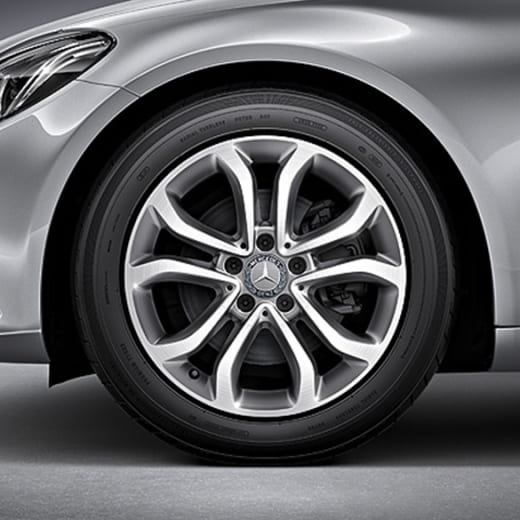 Set cerchi Mercedes-Benz 17 pollici | Classe C W205 | ruota a 5 doppie razze | grigio himalaya | A20540102/39007X21-Satz