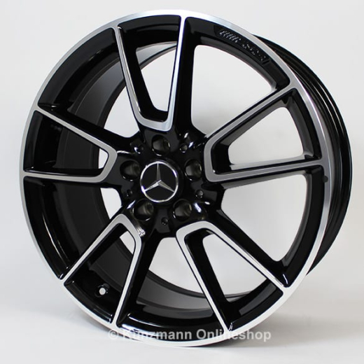 Set cerchi C 43 AMG 19 pollici a 5 doppie razze nero Classe C W205 Originale Mercedes-Benz | A2054014900/65007X23-Satz