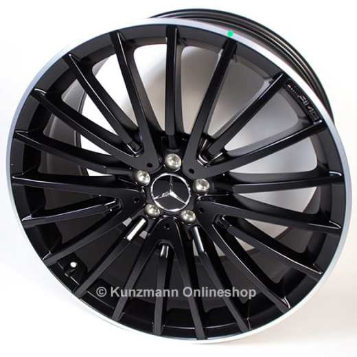 Set di cerchi AMG 22 pollici GLS X166 nero opaco / bordo lucidato Originale Mercedes-Benz | A16640133007X71-Satz