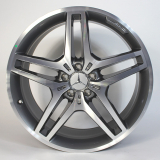 Set di cerchi AMG da 21 pollici a 5 doppie razze Classe M GLE W166 grigio titanio tornito lucido
