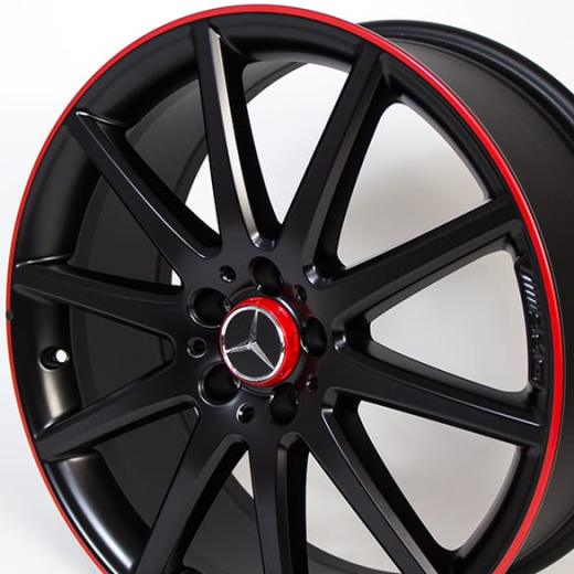 Set di cerchi AMG da 20 pollici GLA X156 nero con bordo cerchio rosso Originale Mercedes-Benz | A15640104023594-Satz