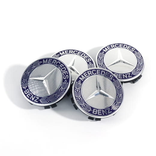 Jeu de cache moyeu Mercedes-Benz couronne de laurier en bleu | A17140001255337