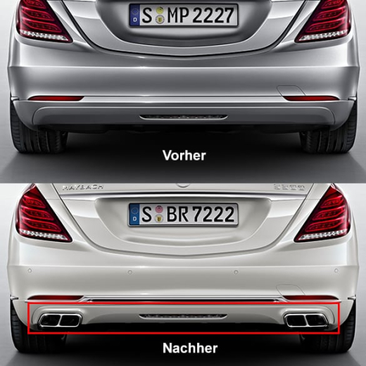 Diffuseur arrière Classe S W222 embouts d’échappement visibles Original Mercedes-Benz | W222-Diffusor-Endrohr