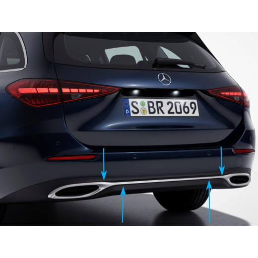 Rear bumper body trim chrome silver C-Class S206 T-Modell Genuine Mercedes-Benz | Heckzierleiste-Chrom-S206-Avantgarde