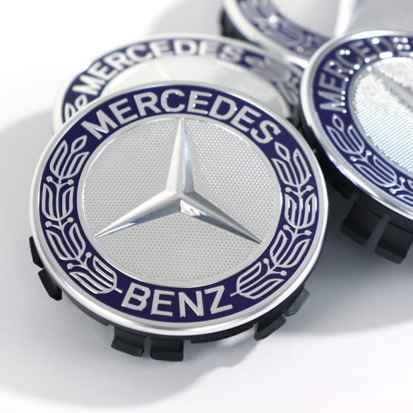 Nabendeckel Satz Mercedes-Benz Lorbeerkranz in Blau | A17140001255337 Nabendeckel Satz Mercedes-Benz Lorbeerkranz in Blau | A17140001255337