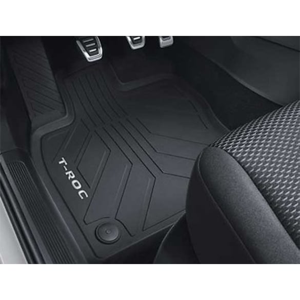 Rubber floor mats set front and rear titanium black 4 pieces T-Roc Genuine Volkswagen
