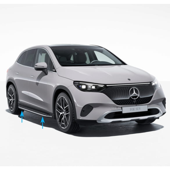 Running boards illuminated EQE SUV X294 aluminium look rubber studs Genuine Mercedes-Benz | X294-Trittbretter-beleuchtet