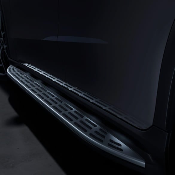 Running boards illuminated EQE SUV X294 aluminium look rubber studs Genuine Mercedes-Benz