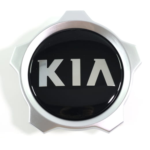 Kit de cache moyeu noir brillant avec bord argenté Original Kia | 52960J7550-Set