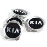 Kit de cache moyeu noir brillant avec bord argenté ancien logo Original Kia