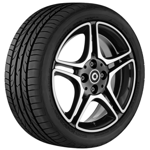 Set di cerchi da 16 pollici originale smart 453 design a 5 doppie razze nero tornito lucido | A4534013100/3300
