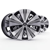 Set di cerchi da 18 pollici EQA H243 a 5 razze torniti lucidi nero originale Mercedes-Benz