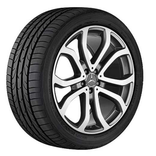 Set cerchi da 19 pollici 5 doppie razze - ruota GLE W166 originale Mercedes-Benz grigio Himalaya | A16640111007X21-Satz