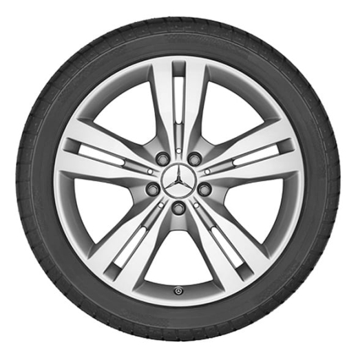 Set di cerchi da 19 pollici a 5 doppie razze GLE W166 Original Mercedes-Benz titanio argento | A16640107029765-Satz
