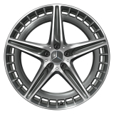 Set cerchi AMG 21 pollici EQS V297 ruota a 5 doppie razze grigio tantalio tornito lucido originale M