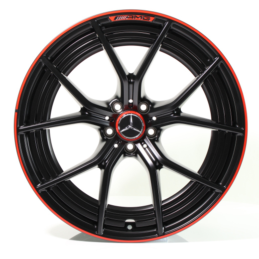 Set cerchi AMG 21 pollici a razze incrociate bordo cerchio rosso | A2904000800/0900