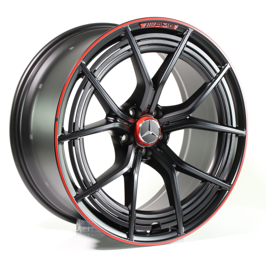 Set cerchi AMG 21 pollici a razze incrociate bordo cerchio rosso | A2904000800/0900