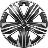 Set cerchi 21 pollici EQS SUV X296 nero a 5 razze Original Mercedes-Benz
