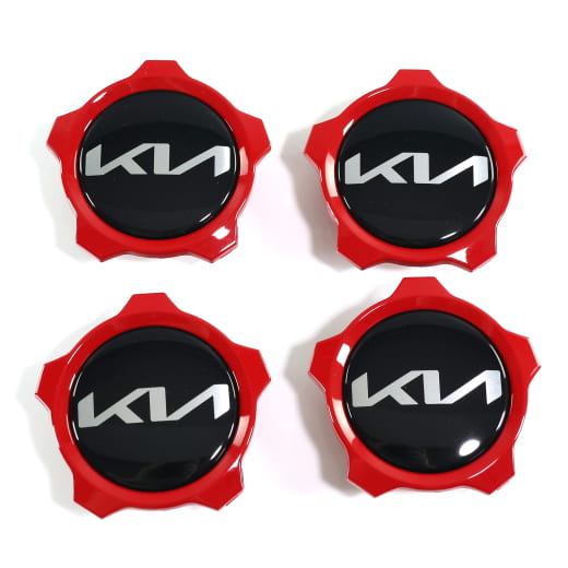 Set coprimozzo nero lucido con bordo rosso per cerchi GT Original Kia | 52960Q5RR0-Set