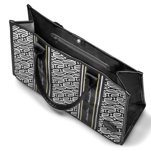 Borsa per la spesa in cotone shopper nera con motivo bianco color oro Original Mercedes-Benz | B66041752