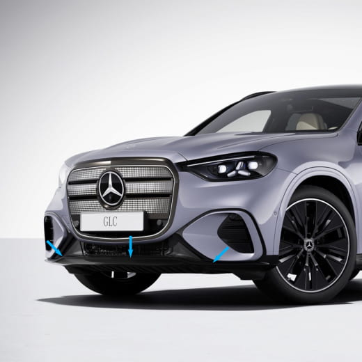Sierlijsten voorbumper GLC EQ X540 Night-pakket Origineel Mercedes-Benz | front-black-AMG-X540