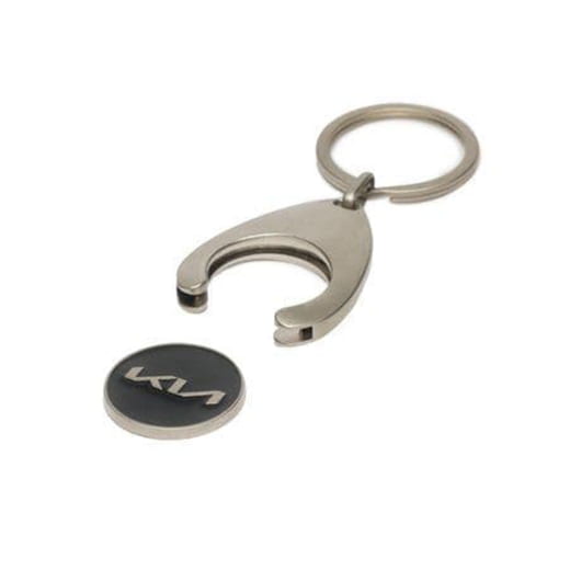 Sleutelhanger winkelwagenmunt KIA logo zilver zwart origine  | 66951ADE2801