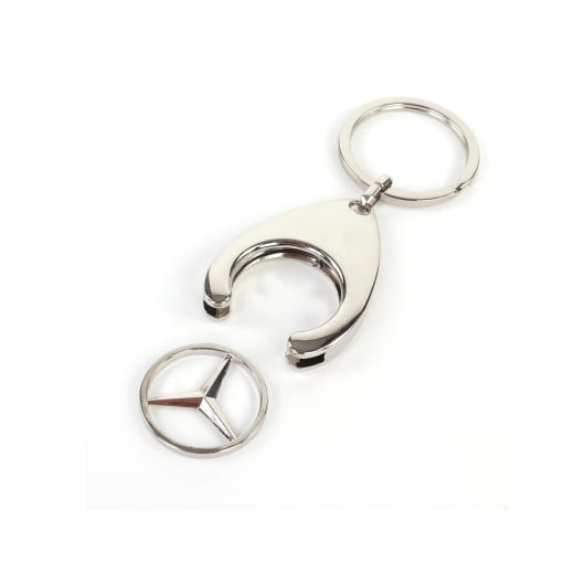 Sleutelhanger winkelwagenmunt Mercedes-ster zilver chroom | B66956082