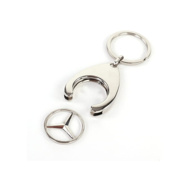 Sleutelhanger winkelwagenmunt Mercedes-ster zilver chroom | B66956082