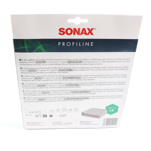 SONAX PROFILINE chiffon microfibre pour verre 40x40cm 3 pièces | 04515410