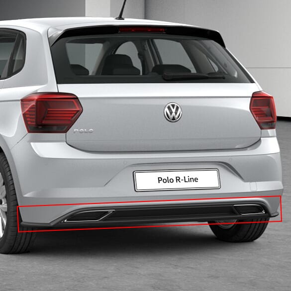 R-Line achterdiffusor Polo 6 (2G) Originele Volkswagen Inbouw