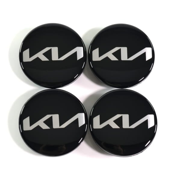 Hub cap set glossy black 47mm new logo genuine KIA | 52960Q2100-Set Hub cap set glossy black 47mm new logo genuine KIA | 52960Q2100-Set
