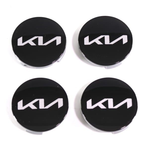 Hub cap set glossy black 49mm new logo genuine KIA | 66400ADE91BLB-Set Hub cap set glossy black 49mm new logo genuine KIA | 66400ADE91BLB-Set