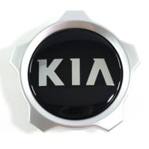Hub cap set glossy black with silver rim old logo genuine KIA | 52960J7550-Set
