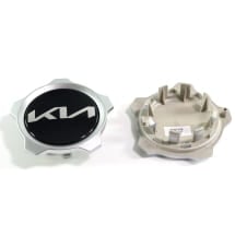 Hub cap set glossy black with silver rim new logo genuine KIA | 52960Q5SS0-Set