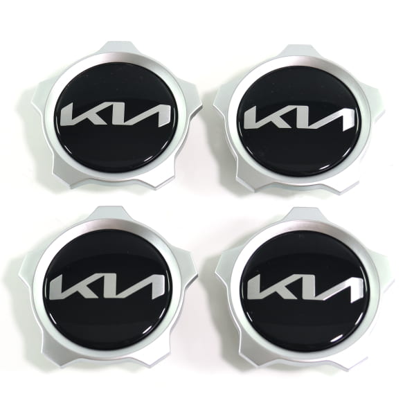 Hub cap set glossy black with silver rim new logo genuine KIA | 52960Q5SS0-Set Hub cap set glossy black with silver rim new logo genuine KIA | 52960Q5SS0-Set