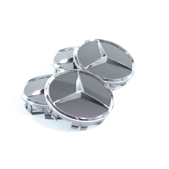 Hub cap set tantalum grey with chrome star 66.6 mm Genuine | A0004003800 7519