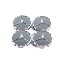 Hub cap set tantalum grey with chrome star 66.6 mm Genuine | A0004003800 7519