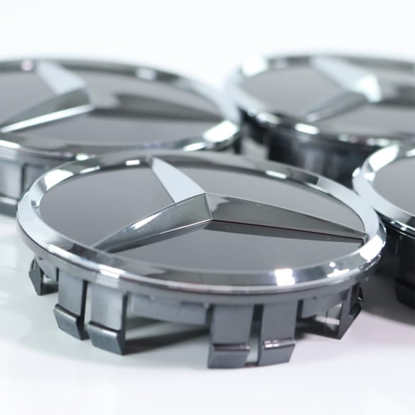 Hub cap set tantalum grey with chrome star 66.6 mm Genuine | A0004003800 7519 Hub cap set tantalum grey with chrome star 66.6 mm Genuine | A0004003800 7519