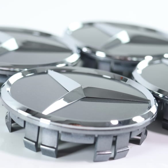 Hub cap set tremolit grey with chrome star 66.6 mm Genuine | A0004003800 9130 Hub cap set tremolit grey with chrome star 66.6 mm Genuine | A0004003800 9130