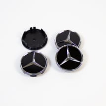 Mercedes-Benz hub cap set black shiny diameter 66.8mm | A0004003800 9040