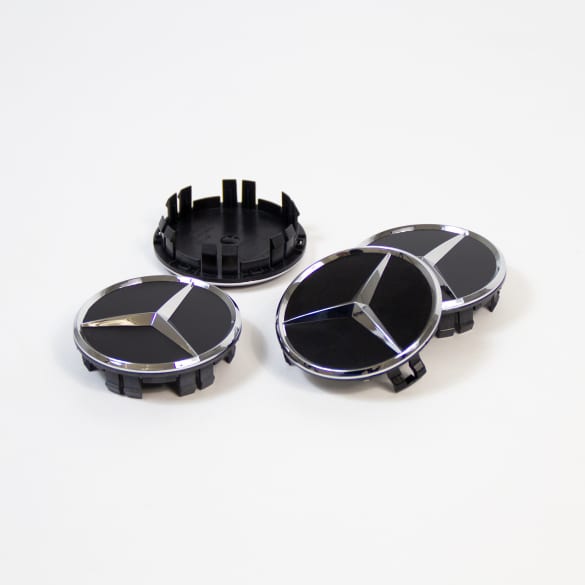 Wheel hub inserts set black matt genuine Mercedes-Benz 66,8 mm