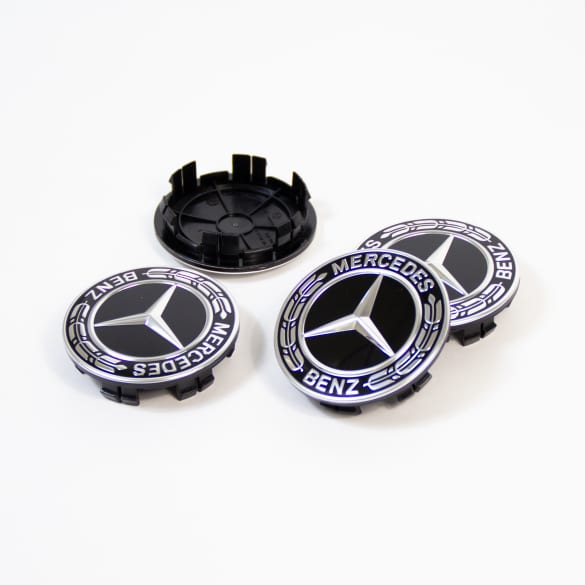 Mercedes-Benz hub cap set laurel wreath black diameter 66.8mm | A1674015900 9040