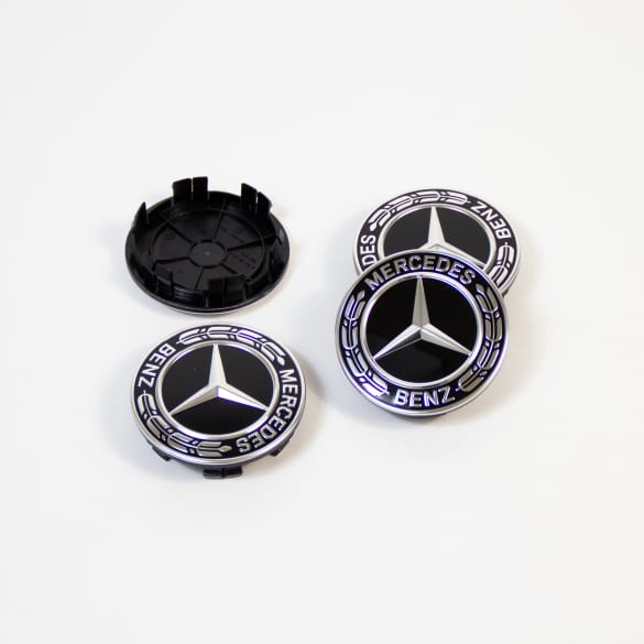 Mercedes-Benz hub cap set laurel wreath black diameter 66.8mm | A1674015900 9040 Mercedes-Benz hub cap set laurel wreath black diameter 66.8mm | A1674015900 9040