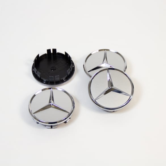 Mercedes-Benz hub cap set gloss silver diameter 66.8mm | A0004003800 9715 Mercedes-Benz hub cap set gloss silver diameter 66.8mm | A0004003800 9715