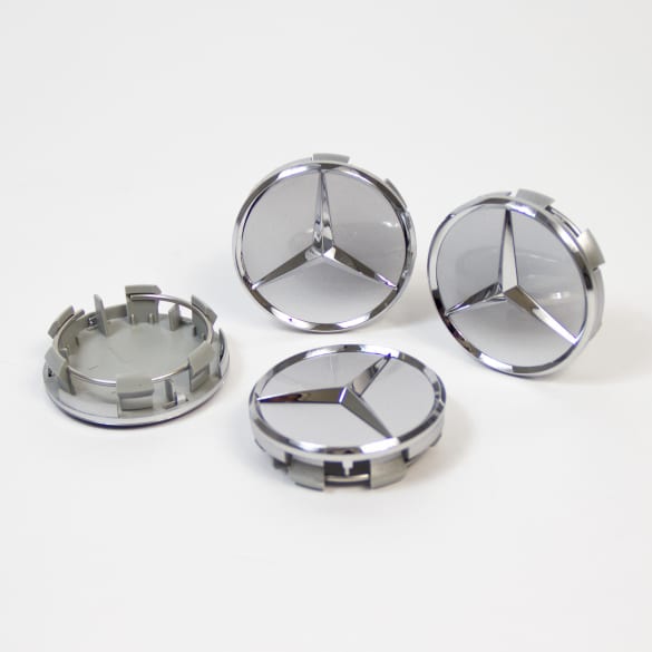 55mm wheel hub caps genuine Mercedes-Benz titanium silver | A4154002800-Satz